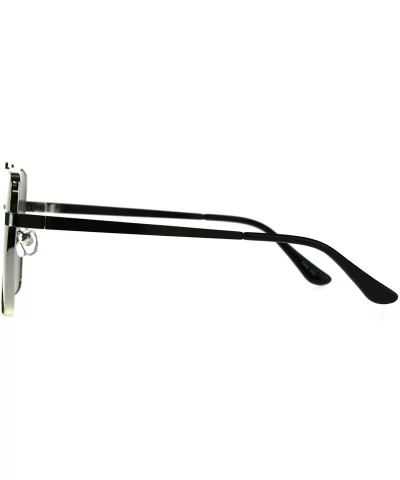 Retro Oversize Rectangular Pilots Metal Rim Luxury Fashion Sunglasses - Silver Mirror - CB187LH7S72 $7.99 Rectangular