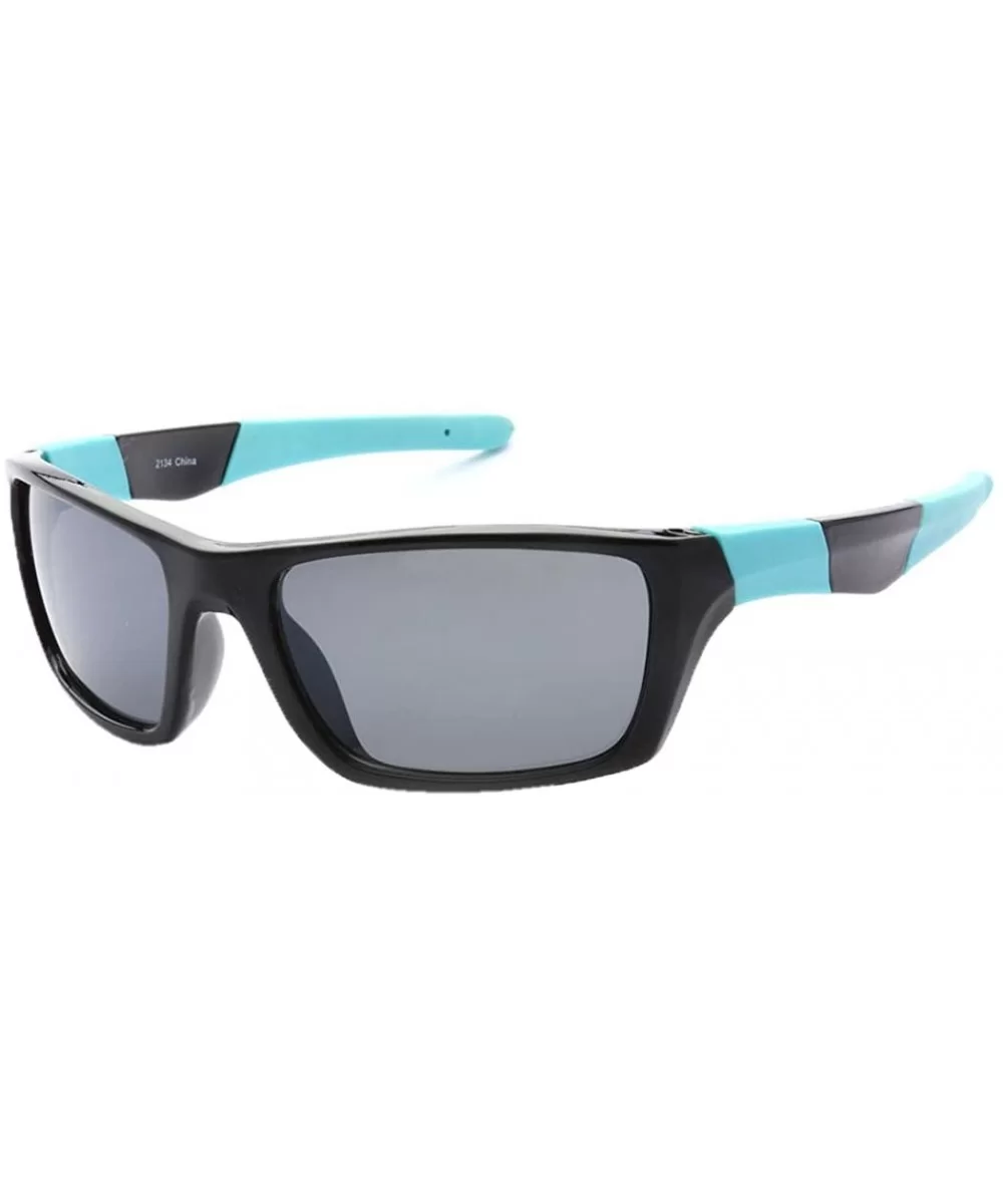 Outdoors Sports Full Square Framed Sunglasses UV400 - Black Blue Black - CZ12KW90PMD $5.13 Square