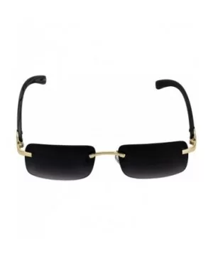 Slim Rimless Rectangular Metal & Wood Art Aviator Sunglasses - Smoke - CN18EG0Y04N $11.08 Oval