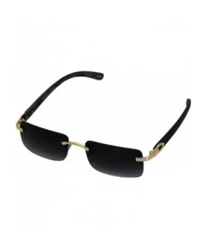 Slim Rimless Rectangular Metal & Wood Art Aviator Sunglasses - Smoke - CN18EG0Y04N $11.08 Oval