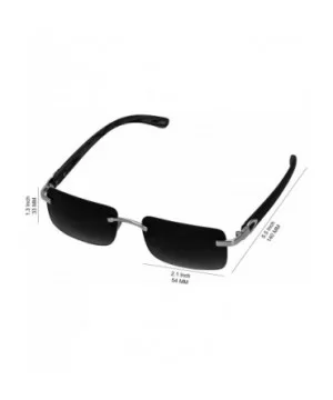 Slim Rimless Rectangular Metal & Wood Art Aviator Sunglasses - Smoke - CN18EG0Y04N $11.08 Oval