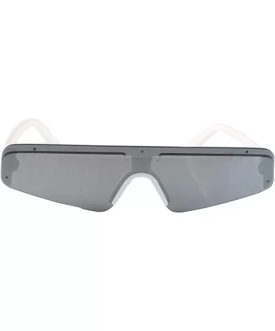 Sporty Nose Futuristic Triangular Mono Lens Shield Goggle A267 - White Mirror - CZ18R44H9ET $6.67 Goggle