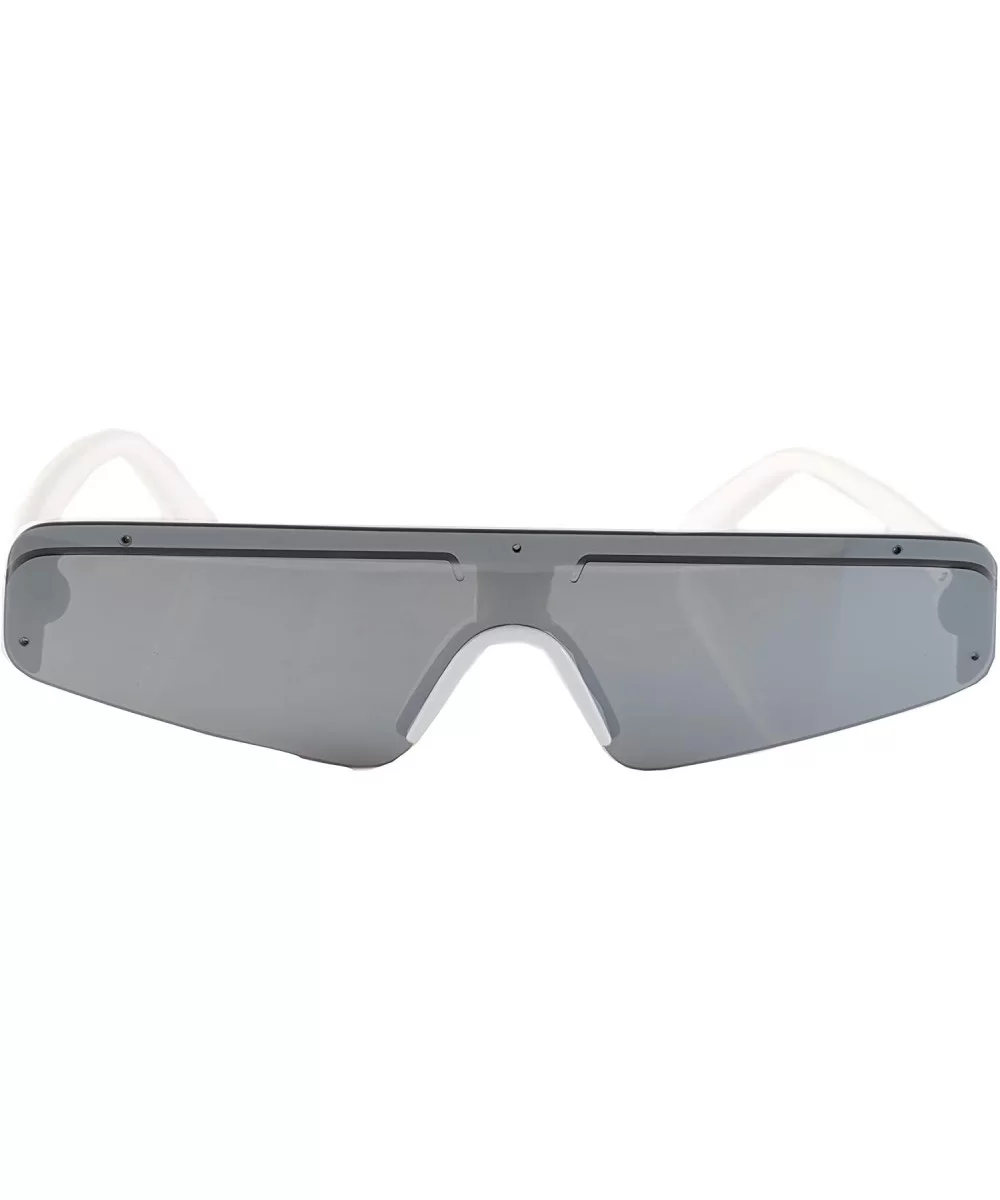 Sporty Nose Futuristic Triangular Mono Lens Shield Goggle A267 - White Mirror - CZ18R44H9ET $6.67 Goggle