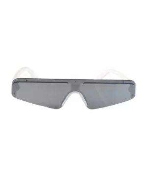 Sporty Nose Futuristic Triangular Mono Lens Shield Goggle A267 - White Mirror - CZ18R44H9ET $6.67 Goggle