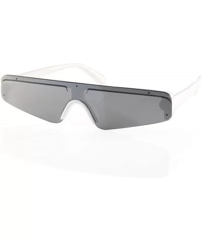 Sporty Nose Futuristic Triangular Mono Lens Shield Goggle A267 - White Mirror - CZ18R44H9ET $6.67 Goggle