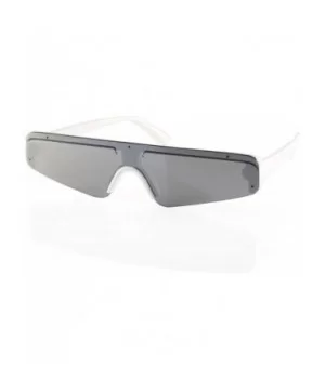 Sporty Nose Futuristic Triangular Mono Lens Shield Goggle A267 - White Mirror - CZ18R44H9ET $6.67 Goggle