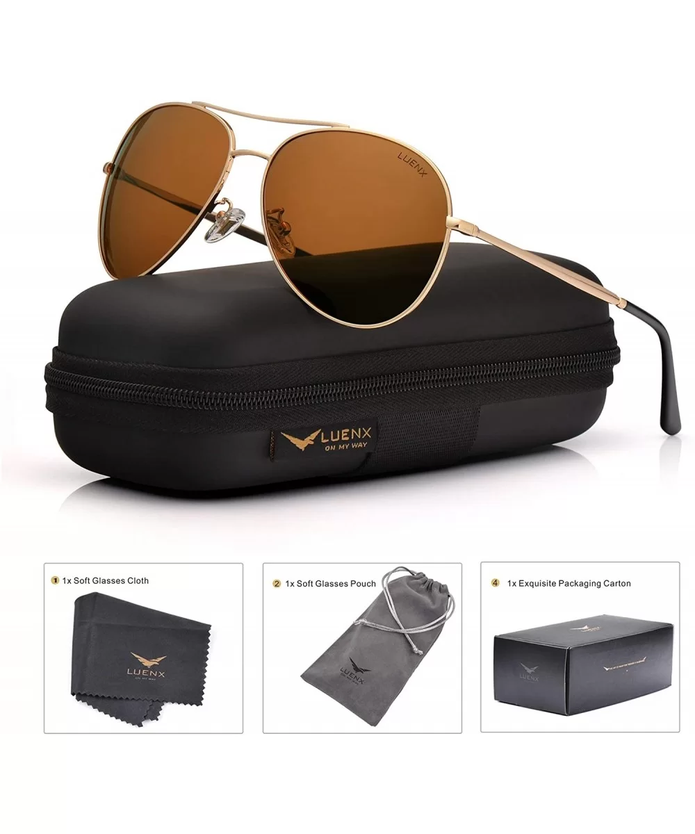 Men Aviator Sunglasses Polarized Women UV 400 Protection 60MM Fashion Style- Driving - Brown - CI18TDYIG7N $10.97 Aviator