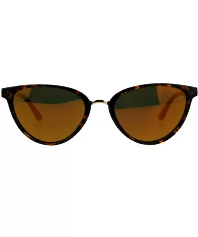 Womens Color Mirror Cat Eye Thin Horn Rim Plastic Sunglasses - Tortoise Orange - CW18CIADE6W $10.95 Cat Eye