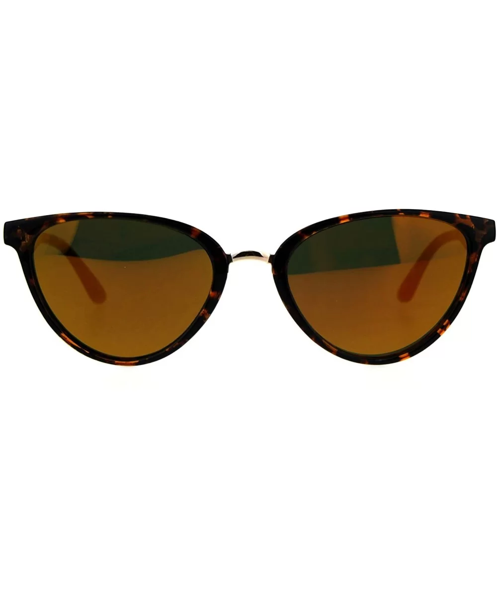 Womens Color Mirror Cat Eye Thin Horn Rim Plastic Sunglasses - Tortoise Orange - CW18CIADE6W $10.95 Cat Eye