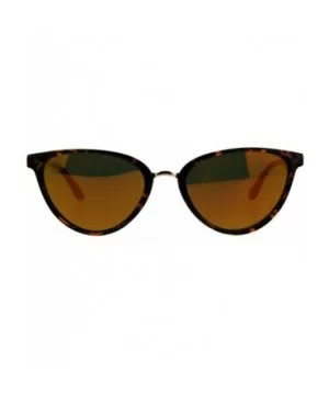 Womens Color Mirror Cat Eye Thin Horn Rim Plastic Sunglasses - Tortoise Orange - CW18CIADE6W $10.95 Cat Eye