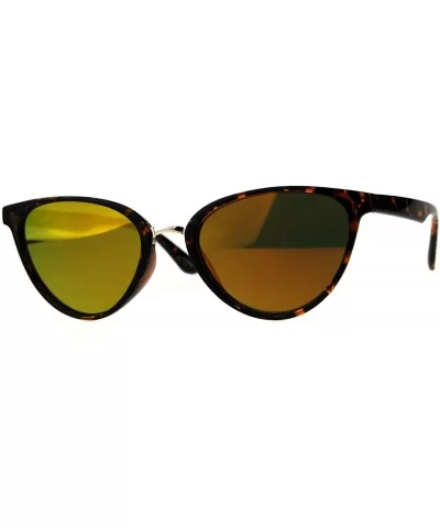 Womens Color Mirror Cat Eye Thin Horn Rim Plastic Sunglasses - Tortoise Orange - CW18CIADE6W $10.95 Cat Eye