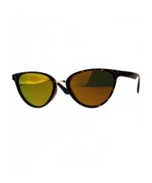 Womens Color Mirror Cat Eye Thin Horn Rim Plastic Sunglasses - Tortoise Orange - CW18CIADE6W $10.95 Cat Eye