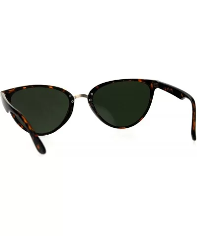 Womens Color Mirror Cat Eye Thin Horn Rim Plastic Sunglasses - Tortoise Orange - CW18CIADE6W $10.95 Cat Eye