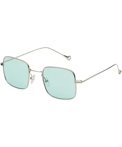 Retro Metal Frame Sunglasses Colored Lens - Silver-green - CH18S7LOCMC $7.33 Rimless