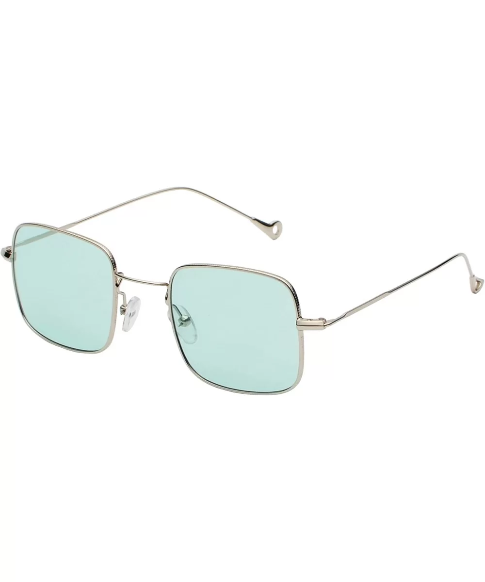 Retro Metal Frame Sunglasses Colored Lens - Silver-green - CH18S7LOCMC $7.33 Rimless