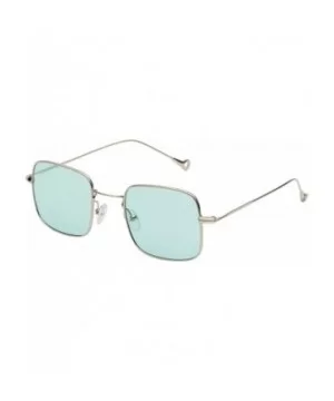 Retro Metal Frame Sunglasses Colored Lens - Silver-green - CH18S7LOCMC $7.33 Rimless