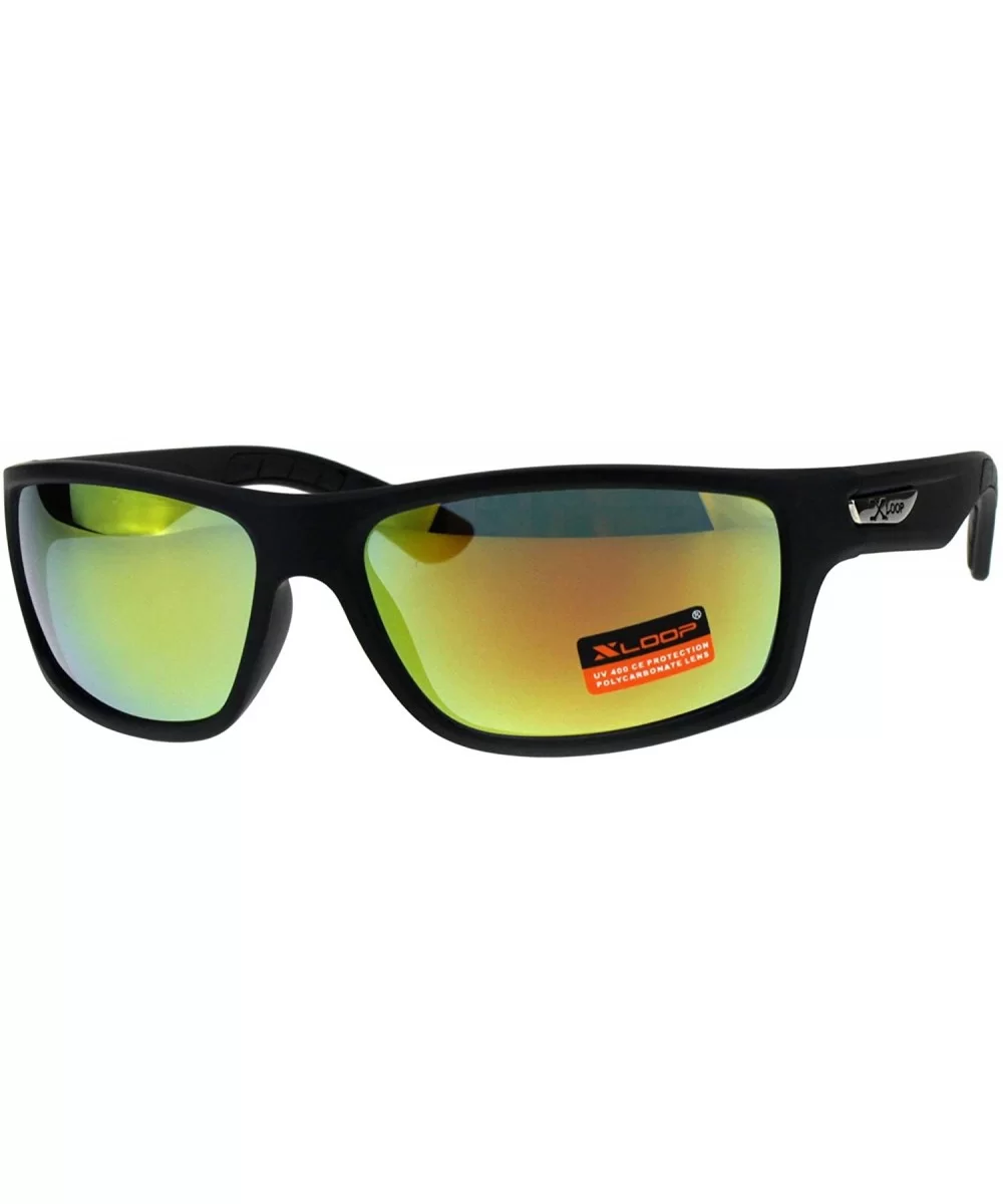 Xloop Sports Fashion Mens Sunglasses Rectangular Frame UV 400 - Black (Orange Mirror) - CN18H0M0ITZ $7.80 Sport