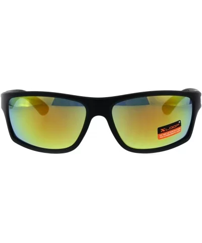 Xloop Sports Fashion Mens Sunglasses Rectangular Frame UV 400 - Black (Orange Mirror) - CN18H0M0ITZ $7.80 Sport