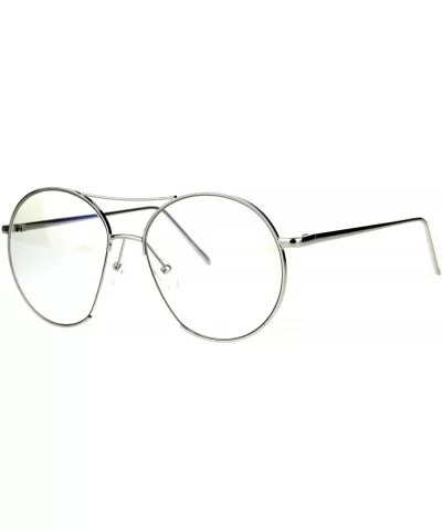 Oversized Clear Lens Glasses Round Open Circle Metal Frame UV 400 - Silver - CF186863A8H $5.65 Round