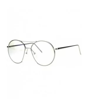 Oversized Clear Lens Glasses Round Open Circle Metal Frame UV 400 - Silver - CF186863A8H $5.65 Round