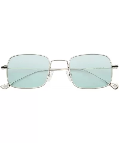 Retro Metal Frame Sunglasses Colored Lens - Silver-green - CH18S7LOCMC $7.33 Rimless