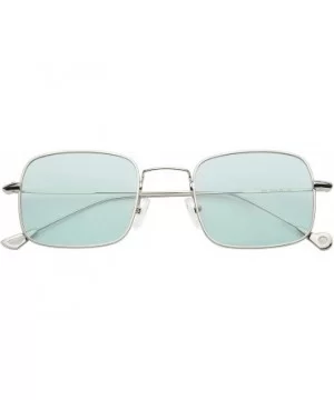 Retro Metal Frame Sunglasses Colored Lens - Silver-green - CH18S7LOCMC $7.33 Rimless