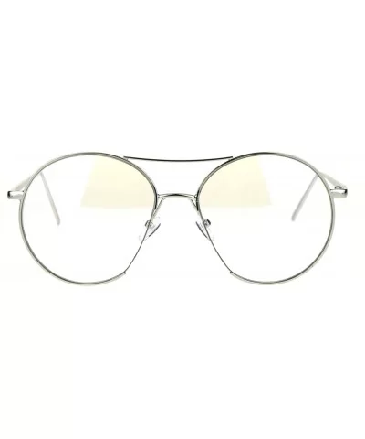 Oversized Clear Lens Glasses Round Open Circle Metal Frame UV 400 - Silver - CF186863A8H $5.65 Round