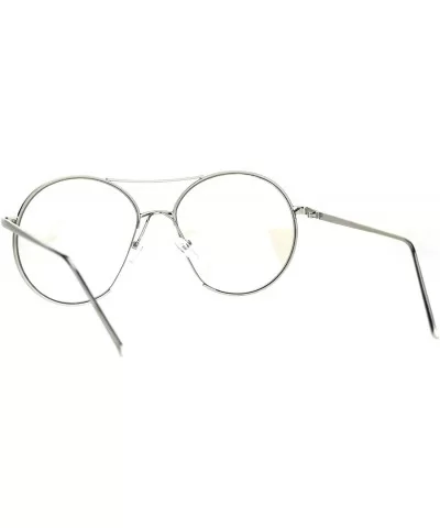 Oversized Clear Lens Glasses Round Open Circle Metal Frame UV 400 - Silver - CF186863A8H $5.65 Round