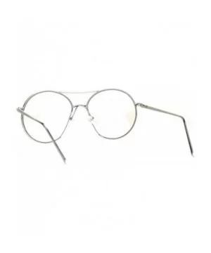 Oversized Clear Lens Glasses Round Open Circle Metal Frame UV 400 - Silver - CF186863A8H $5.65 Round