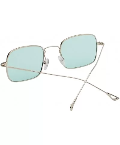 Retro Metal Frame Sunglasses Colored Lens - Silver-green - CH18S7LOCMC $7.33 Rimless