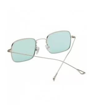 Retro Metal Frame Sunglasses Colored Lens - Silver-green - CH18S7LOCMC $7.33 Rimless