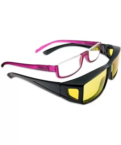 Polarized Wear-Over Yellow Night Driving Fit-Over Sunglasses to be Worn Over Prescription Eyewear - CI18HW38R80 $12.72 Square