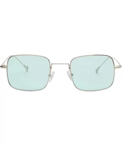 Retro Metal Frame Sunglasses Colored Lens - Silver-green - CH18S7LOCMC $7.33 Rimless