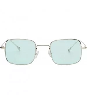 Retro Metal Frame Sunglasses Colored Lens - Silver-green - CH18S7LOCMC $7.33 Rimless