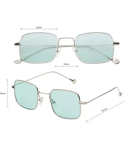 Retro Metal Frame Sunglasses Colored Lens - Silver-green - CH18S7LOCMC $7.33 Rimless