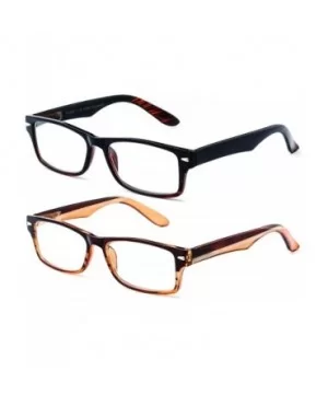 Newbee Fashion Plastic Rectangular Glasses - 2 Pack Stripe & Brown/Tan - CK18546I0LA $8.67 Rectangular