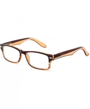 Newbee Fashion Plastic Rectangular Glasses - 2 Pack Stripe & Brown/Tan - CK18546I0LA $8.67 Rectangular