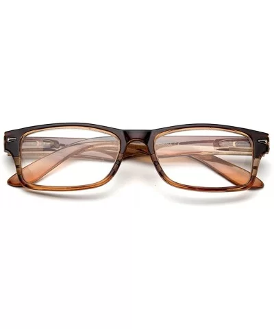 Newbee Fashion Plastic Rectangular Glasses - 2 Pack Stripe & Brown/Tan - CK18546I0LA $8.67 Rectangular