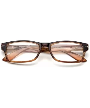 Newbee Fashion Plastic Rectangular Glasses - 2 Pack Stripe & Brown/Tan - CK18546I0LA $8.67 Rectangular