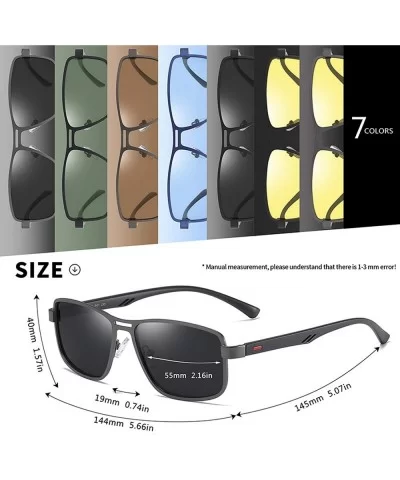 2020 Fashion Sunglasses Men Polarized Square Metal Frame Male Sun Glasses Driving Fishing Eyewear - C7198ZTUDGE $39.64 Shield