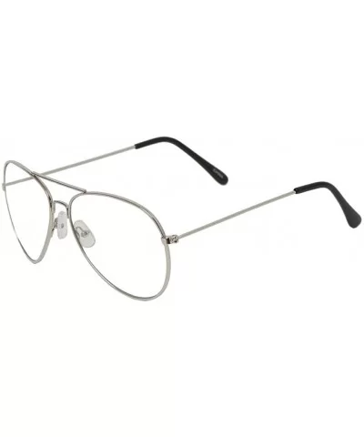 Gravity's Non-Prescription Premium Aviator Clear Lens Glasses- Silver w/Soft Bag - C5113IK5AT1 $8.42 Aviator