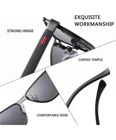 2020 Fashion Sunglasses Men Polarized Square Metal Frame Male Sun Glasses Driving Fishing Eyewear - C7198ZTUDGE $39.64 Shield