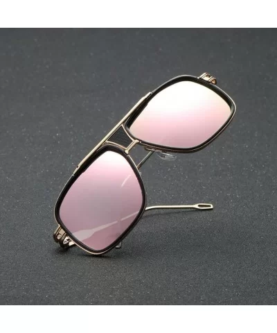 Women Men Fashion Quadrate Metal Frame Brand Classic Summer Sunglasses - E - C3189L4ZZDC $8.19 Square