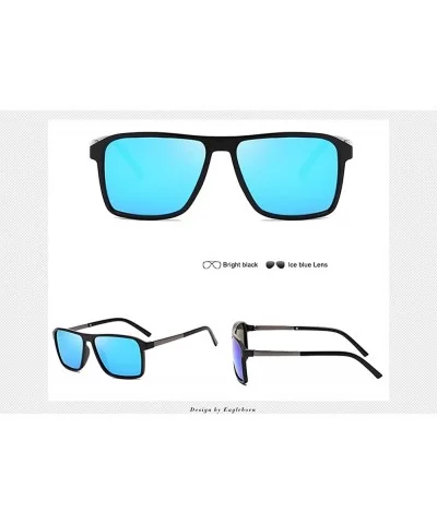 Polarized Black Sunglasses Men Driving Retro Sun Glasses UV400 Summer - Blue3 - C618RO7WC9U $22.72 Rectangular