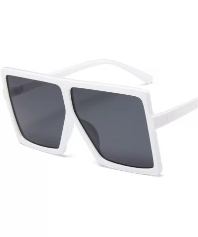 Plastic Oversized Women Sunglasses Square Big Frame Sunglasses for Female UV400 Sun Glasses (Color White) - CX199EH5QQ6 $13.7...