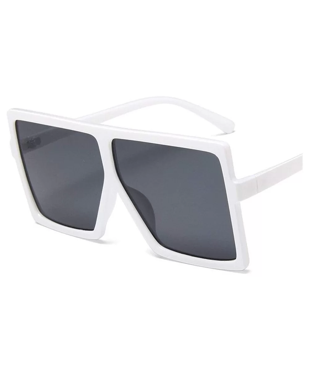 Plastic Oversized Women Sunglasses Square Big Frame Sunglasses for Female UV400 Sun Glasses (Color White) - CX199EH5QQ6 $13.7...