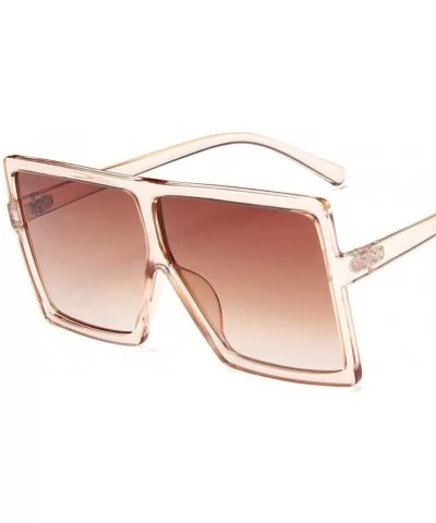 Plastic Oversized Women Sunglasses Square Big Frame Sunglasses for Female UV400 Sun Glasses (Color White) - CX199EH5QQ6 $13.7...