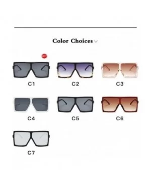 Plastic Oversized Women Sunglasses Square Big Frame Sunglasses for Female UV400 Sun Glasses (Color White) - CX199EH5QQ6 $13.7...