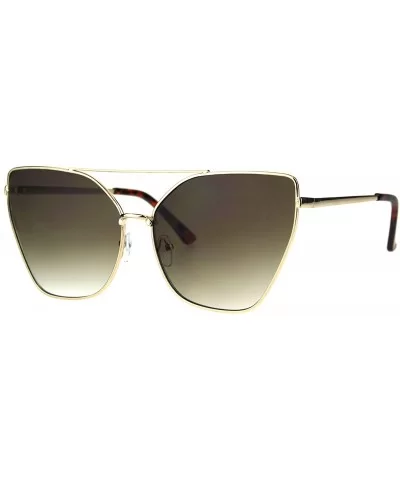 Oversized Fashion Sunglasses Womens Butterfly Trapezoid Metal Frame - Gold (Brown) - C2186ZHDAZ5 $7.28 Butterfly