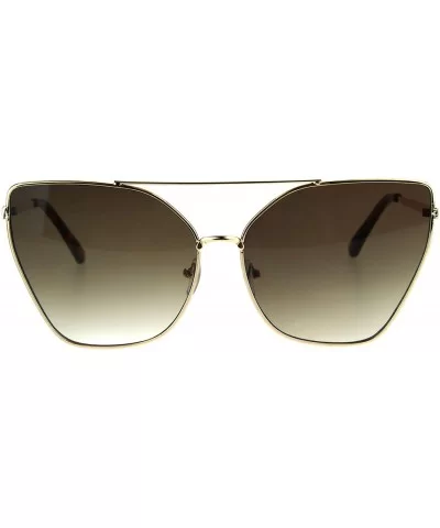 Oversized Fashion Sunglasses Womens Butterfly Trapezoid Metal Frame - Gold (Brown) - C2186ZHDAZ5 $7.28 Butterfly